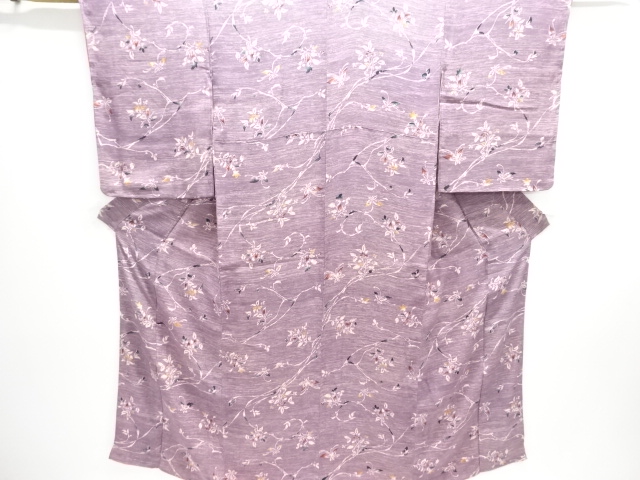 JAPANESE KIMONO / ANTIQUE KIMONO / TAISHO ROMAN STYLE / MON KINSHA / LEAVES